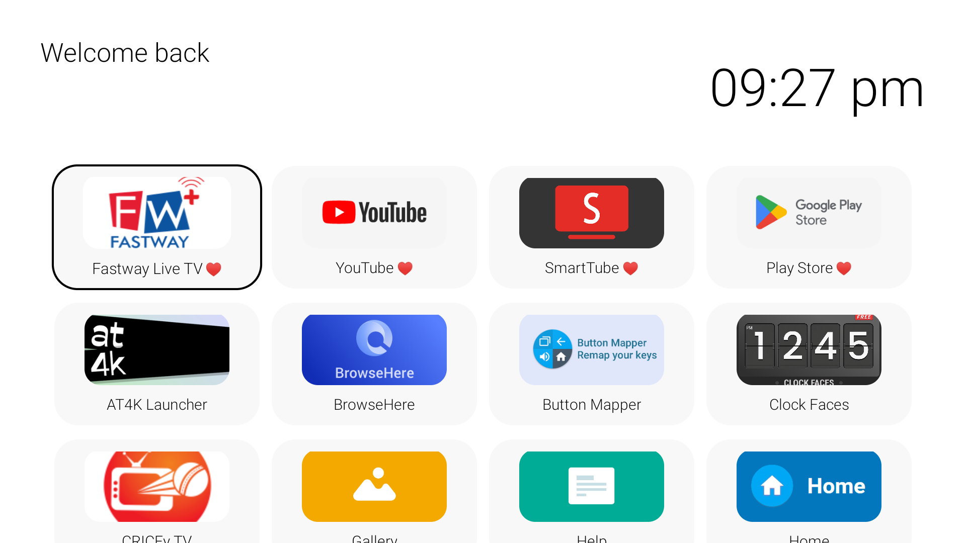 AURORA launcher light mode preview with apps and a large clock
